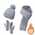 thumbnail image 2 of Womens Winter Hat Hats for Men Womens Winter Hat Scarf Glove Set Lined Knit Hat Warm Long Scarf Winter 3 PC Set, 2 of 5