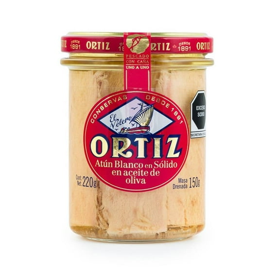 Atún Conservas Ortiz El Velero blanco en aceite de oliva sólido 220 g