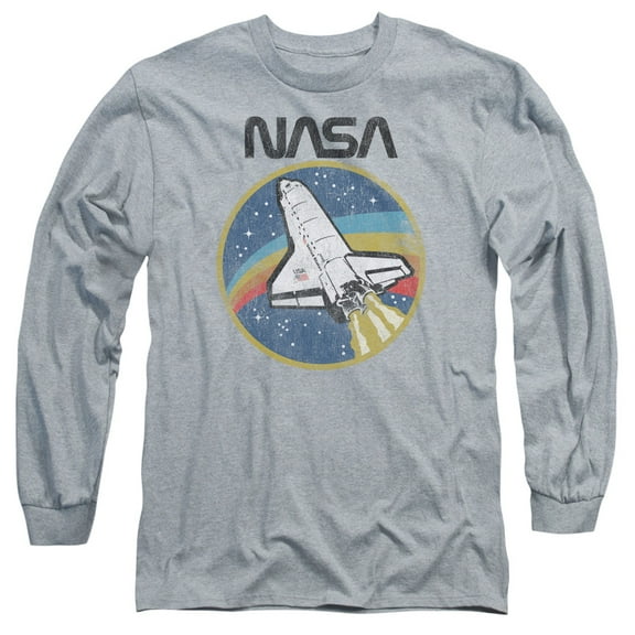Trevco Sportswear NASA109-AL-6 NASA Shuttle Adult Long Sleeve T-Shirt, Athletic Heather - 3X