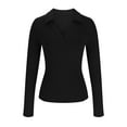 thumbnail image 5 of Zip Up Sweatshirt Women Work Casual Sweatshirt for Women Winter Tight Cotton Stripe V Long Sleeve Sweatshirt, 5 of 9