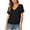 A#Black726, variant on Puliio Womens V Neck Short Sleeve Blouse Solid Color Banded Hem Soft Comfort Casual Daily Tunic Top