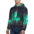 thumbnail image 3 of Pofeuu Northern Lights 2 Print Mens Casual Hooded Collar Drawstring Hoodies Pullover Sweatshirts Casual Long Sleeve Shirts-X-Large, 3 of 7