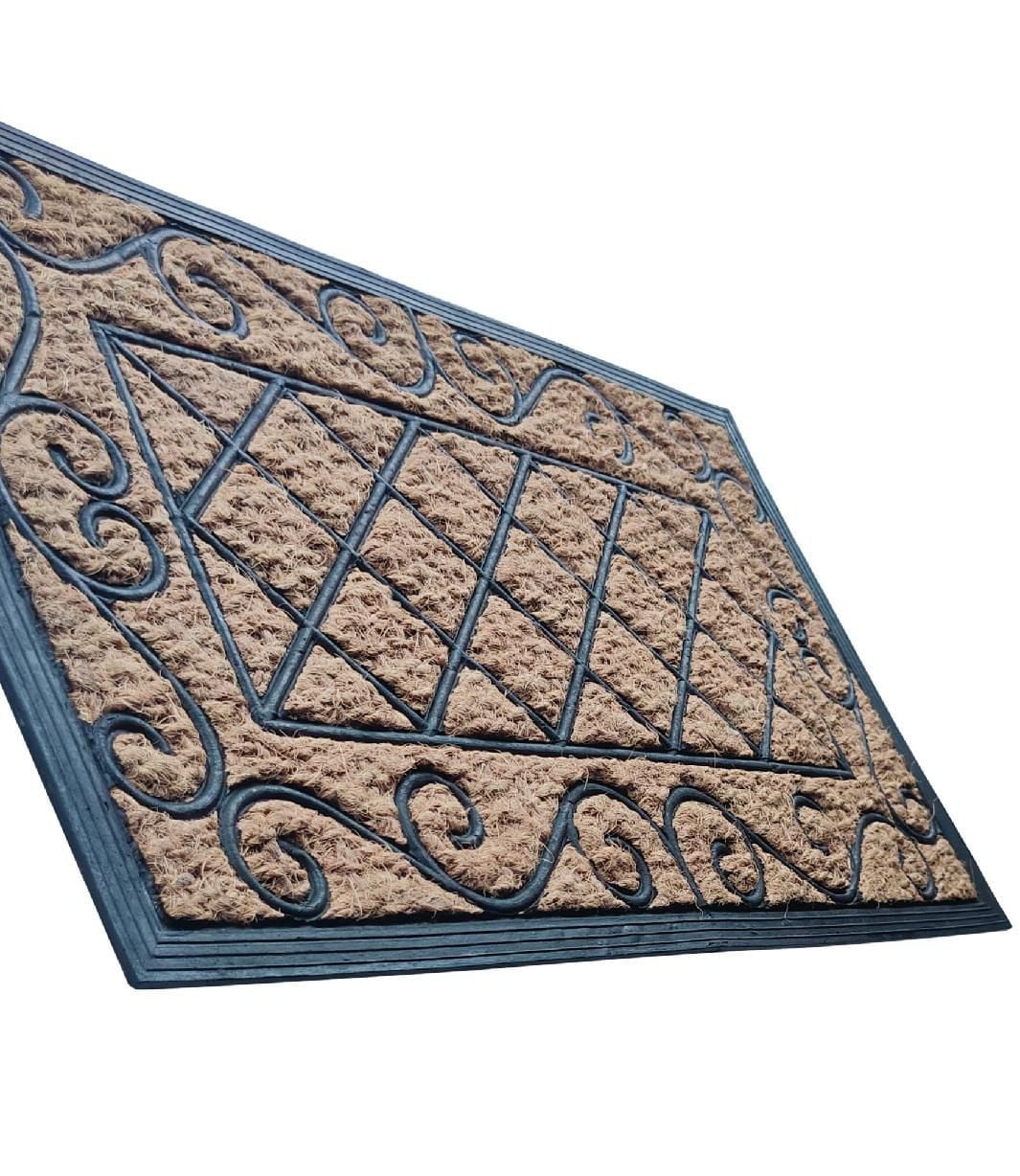 Home Décor Inc. Diamond Coir Doormat – 18" x 30", Durable, Natural Fiber, Anti-Skid Backing
