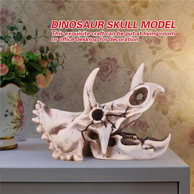 Triceratops Skull Model Resin Dinosaur Skeleton Lifelike Dinosaur Sculpture for Display Decorative Craft