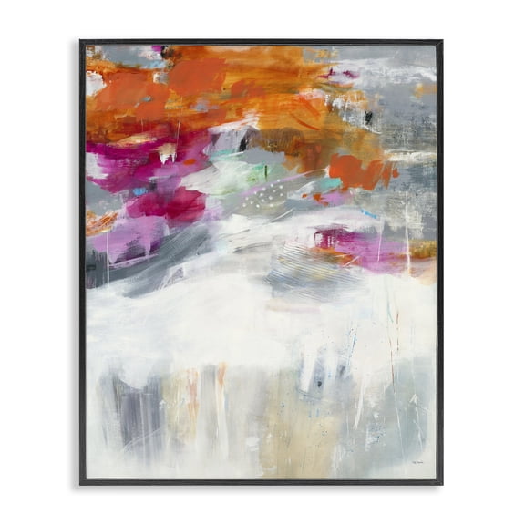 Stupell Industries Modern Bright Sky Grey Ground Orange and Pink Abstract Black Framed Giclee Art, 11 x 14, by Jill Martin