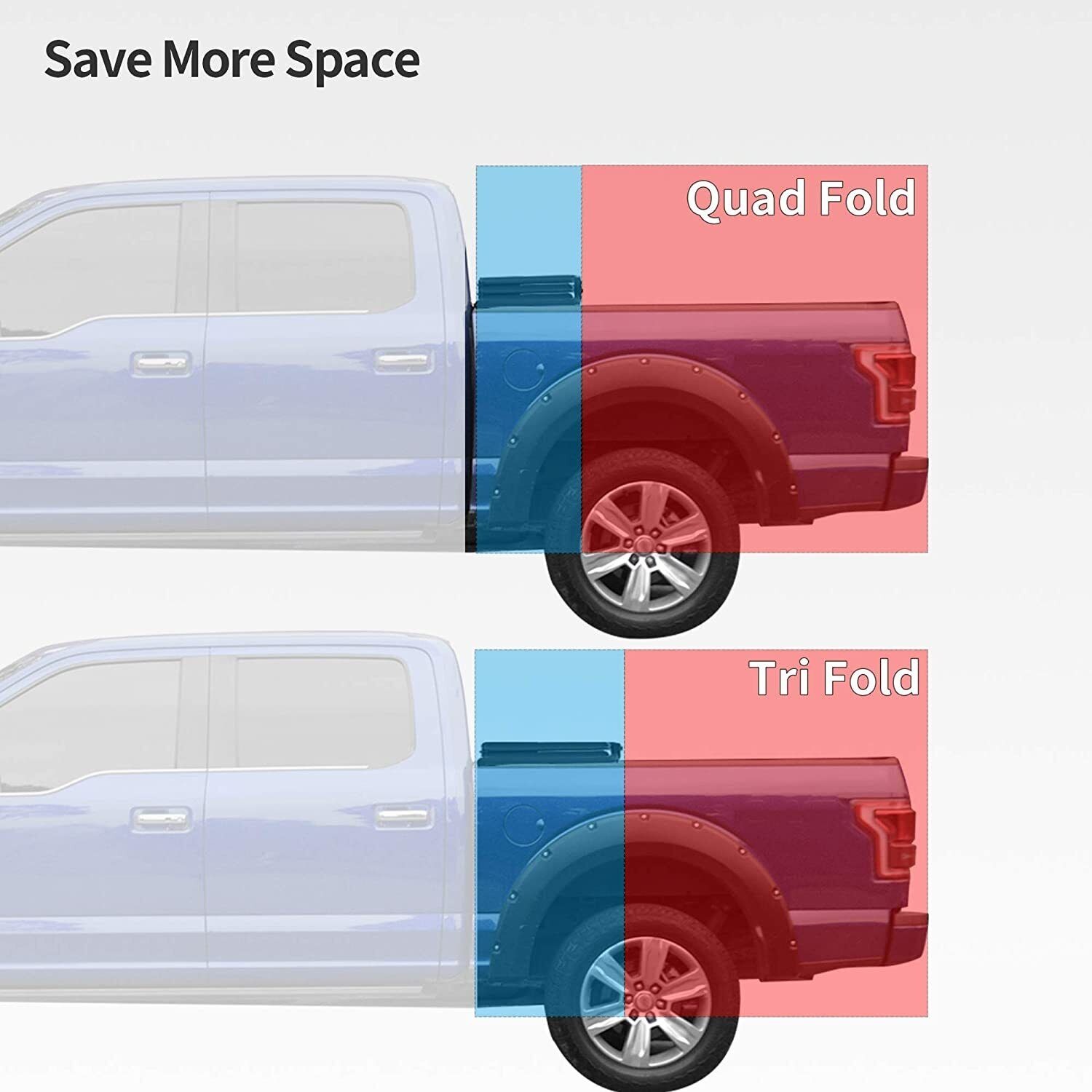 RVNI 8ft Soft 4-fold Truck Bed Tonneau Cover for 1999-2023 Ford F250 F350 F-250 F-350 Superduty