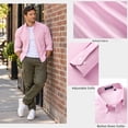 thumbnail image 6 of HISDERN Mens Pink Dress Shirt Oxford Button Down Shirts Long Sleeve Regular Fit Office to Weekend, 6 of 12