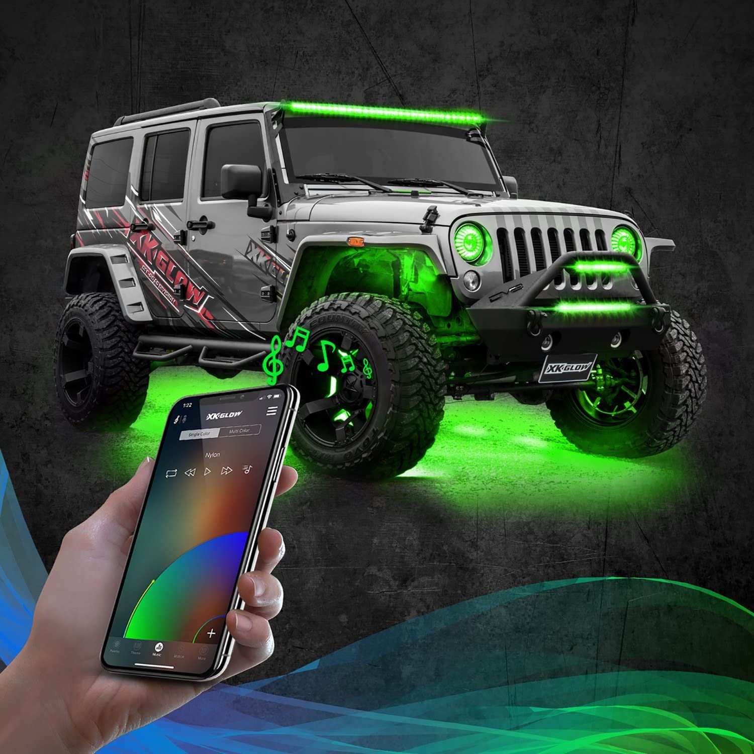 XK Glow XK-ROCK-STA-DM 4Pc 6W Led Rock Light Standard Kit With Dual-Mode Dash