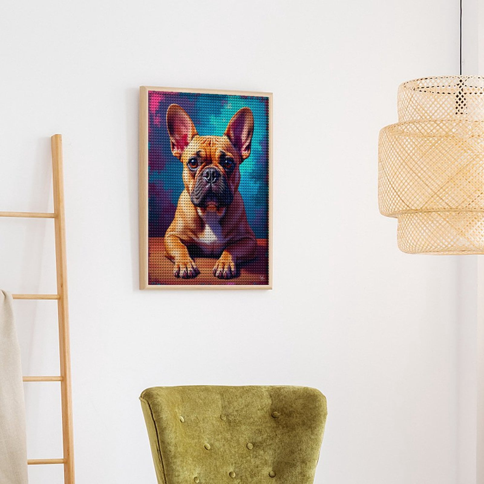 Diamond Art Kit for Adults, Calm Dog Portrait Vibrant Canvas Diamond Painting for Adults Beginners, 5D DIY Diamond Art Painting Kits, Colorful Diamond Painting Craft for Home Decor 12x16