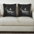 thumbnail image 3 of Set of 2 18x18in Throw Pillow Covers - Serene Night Scene with Bright Moon & Fluffy Illuminated Clouds on Black Background, 3 of 8