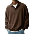 thumbnail image 2 of RKSTN Long Sleeve Polos Shirts for Men Oversized Quarter Button Turndown Collar Waffle Knit T Shirt Pullover Top Mens Casual Solid Mock Neck Loose Comfy Big and Tall Golf Shirts Fall Spring Clothes, 2 of 6