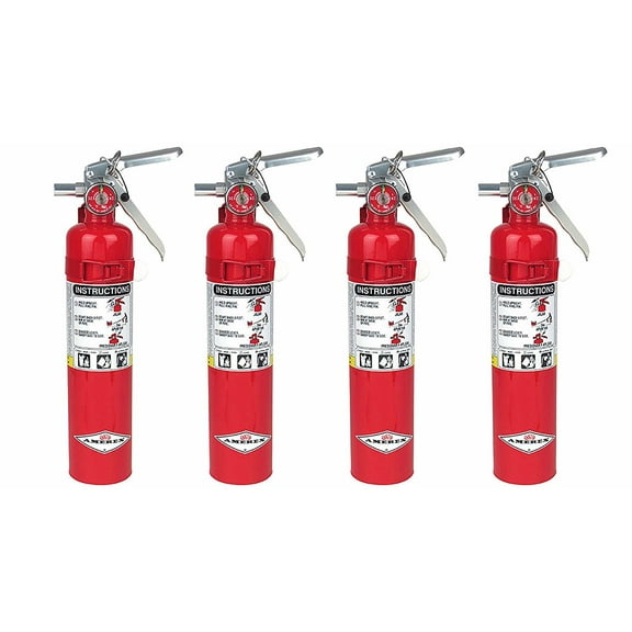 Amerex B417T, 2.5lb ABC Dry Chemical Class A B C Fire Extinguisher with Vehicle Bracket (4 Pack)