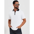 thumbnail image 4 of DARING DIVA Men's Zipper Closure Colorblock Short Sleeve Basic Polo Shirt S White, 4 of 7
