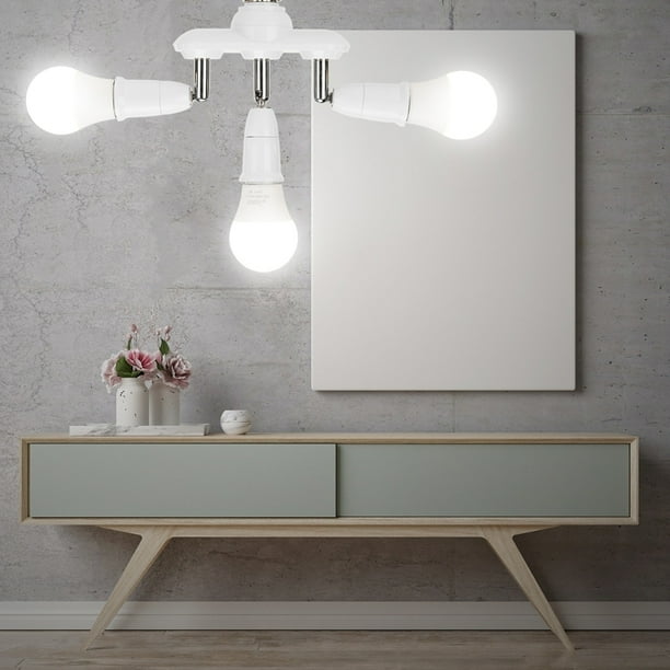 Encendiendo Base de lámpara ajustable E27 Enchufe Adaptador de soporte de zócalo de luz giratoria (3 cabezales) Lamparas