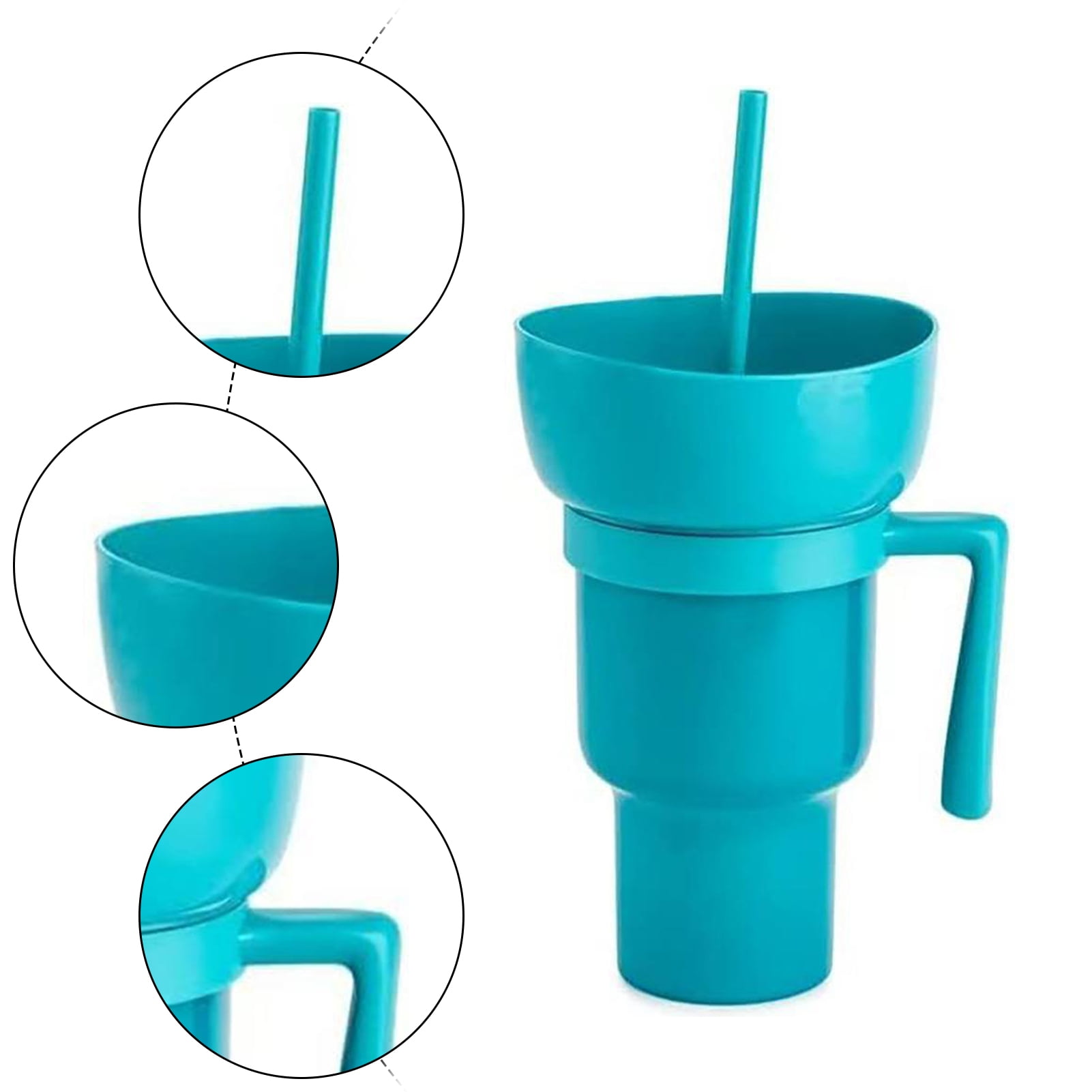 WOBBLO Snack Cup with Straw, Stadium Tumbler with Snack Bowl, 2 in 1 Combo  Cup, Leakproof