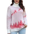 thumbnail image 1 of Gibobby Suéter de navidad para mujer Suéter de cuello de jacquard de dibujos animados de Navidad de otoño e invierno para mujer(Blanco,G), 1 of 5
