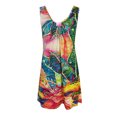 thumbnail image 5 of Robes de Plage pour Femmes Été Sans Manches Boho Imprimé Floral Robe Débardeur Froncée Décontractée Ample Col en V Mini Robe d'Été, 5 of 5