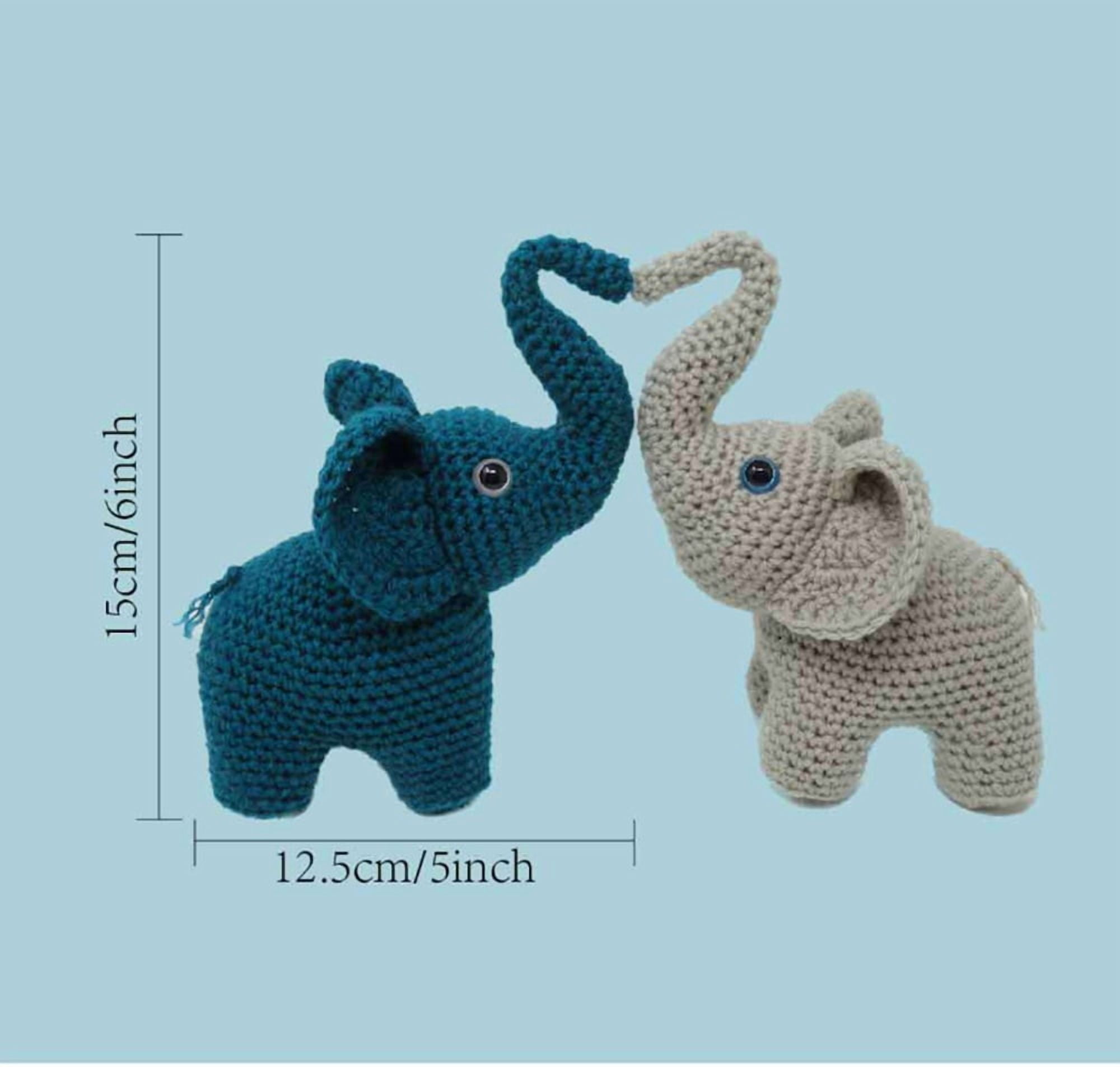 Elephant Crochet Kit for Beginners, 2-Pack Amigurumi Starter Set with Step-by-Step Video Tutorials, TIKA