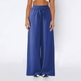 thumbnail image 6 of DeHolifer Womens Pants Wide Leg Long Pants Drawstring Elastic Waist Y2K Casual Loose Sweatpants with Pocket Blue M, 6 of 8