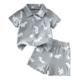 thumbnail image 2 of Tiijoy Boys Summer Outfits Dinosaur Print Short Sleeve Linen Shirt Shorts Set, Sizes 6M-4T, 2 of 6