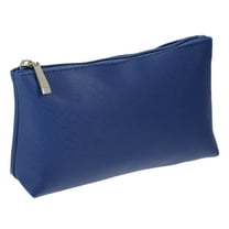 Travel Makeup Bag Makeup Brush Holder Cosmetics Storage Bag Portable Dark Blue PU Leather M Size