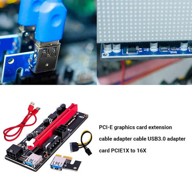 Adaptateur USB 3.0 Mini PCIE Riser SATA à 4 broches 6 broches 16X, carte  graphique externe pour ordinateur portable