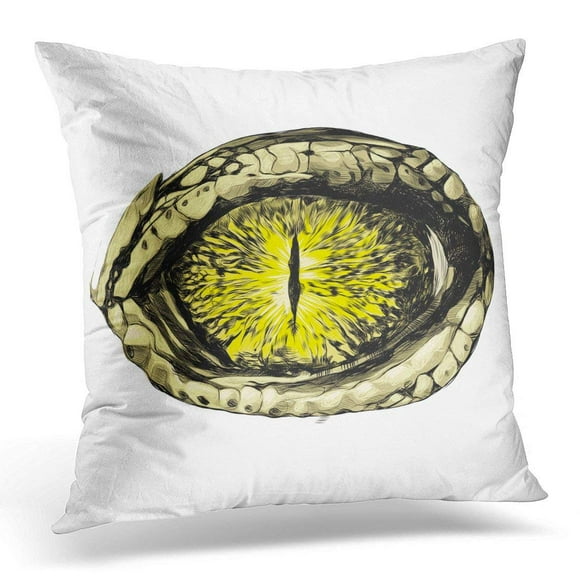 BSDHOME White Alligator Eye of Crocodile Reptile Closeup Sketch Graphics Color Pattern Yellow Snake Pillow Case Pillow Cover 18x18 inch