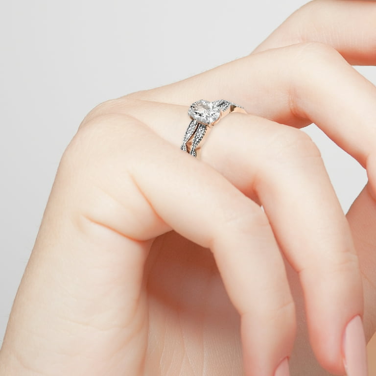 Platinum over sterling silver wedding ring sets deals