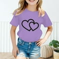 thumbnail image 2 of XEGLSBU Shirts for Girls 10-12 Trendy Sleek Kid Girls Cute Graphic Round Neck Short Sleeve Tee Summer Casual T Shirt Purple Size 8-9 Years, 2 of 5