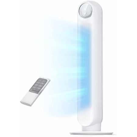 Tower Fan for Bedroom, 25ft/s Velocity Quiet Floor Fan, 90° Oscillating Fans for Indoors with 4 Speeds, 4 Modes, 8H Timer, Standing Fans, Bladeless Fan, White (DR-HTF007)