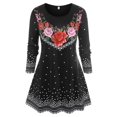 thumbnail image 1 of Camiseta Diseño Impreso Puntos Tamaño Grande Rosegal  Mangas largas de talla grande, 1 of 5