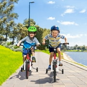 Costway 18 Kids Bike with Removable Training Wheels & Basket for 4-8 Years Old Child Red