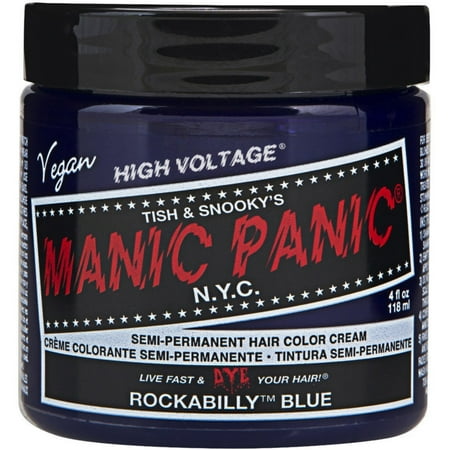 Manic Panic Semi-Permament Hair Color Creme, Rockabilly Blue 4 oz