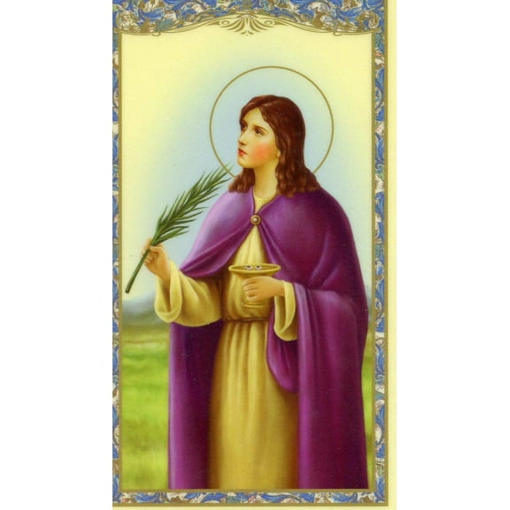 St. Lucy - Prayer to - Relic Laminated holy card - Blessed by Pope Francis