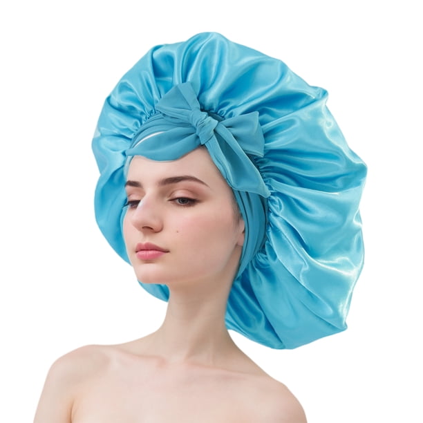 Paño de imitación de seda Sonducket belleza cuidado del cabello versátil ayudante de vida ala ancha Azul profundo