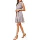 thumbnail image 4 of Vestido sin mangas de media abertura con estampado floral para mujer Inspire Chic, largo hasta la rodilla, con cinturón, color púrpura claro, 4 of 8