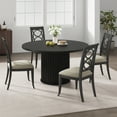 thumbnail image 2 of 47Inch Round Dining Table for 4-6 People, Black Dining Room Table with Sturdy Waveform Metal Pedestal Base, Industrial Circle Kitchen Table for Dining Room, 2 of 11