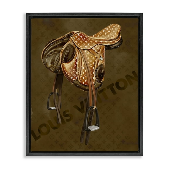 Stupell Industries Glam Patterned Saddle Beauty & Fashion Painting Black Floater Framed Art Print Wall Art, 17 x 21