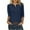 Dark Blue, variant on Uaswgudfs Women's Everyday Wear Cotton Blouse - 3/4 Sleeve Henley Pullover Tunic Top with Button V-Neck | Casual Cute Basic Tee
