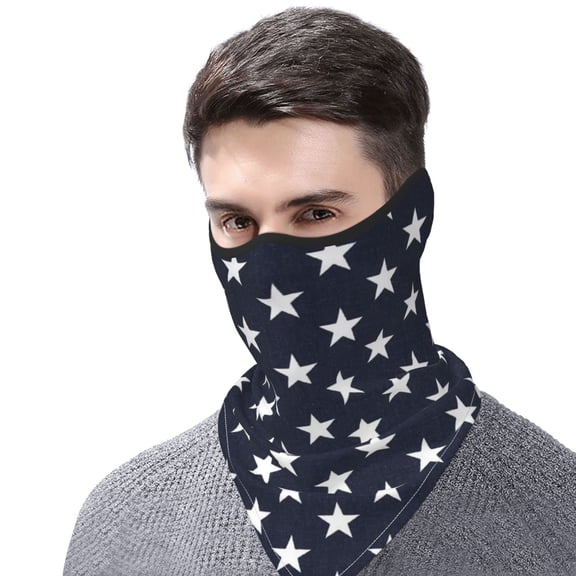 Stars Navy Blue White Bandanas Headband Quick Dry Protection Windproof Multifunctional Print Balaclava