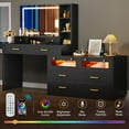 thumbnail image 4 of Vanity Desk with Mirror and Lights, RGB Makeup Vanity Table Set with 10 Drawers and 4 Storage Shelves, 3 Lighting Modes Adjustable, Large Makeup Dressing Table with Charging Station,, 4 of 7