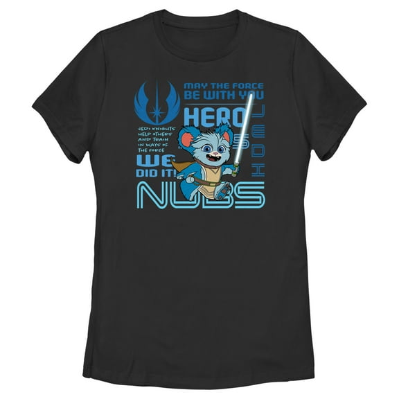 Women's Star Wars: Young Jedi Adventures Nubs Phrases Graphic Tee Black Small