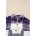 thumbnail image 6 of Women's Purple Plaid Color Block Long Sleeve Jacket – Casual Buttoned Shift Style for Daily Wear [ZhiHiMeRi] | 2XL, 6 of 11