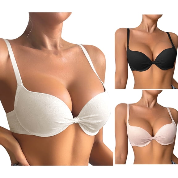 Swuxness Women's Plus Size Support Bra, Womens Bras, Women's Solid Color Thin-Strap Comfortable Breathable Support Gathering Soft Bra Pink, 34/75B