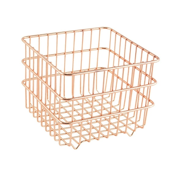 Wire Basket Food Storage Organizer Iron Cosmetic Holder Makeup Sturdy 13x13cm for Pantry Cabinets Living Room