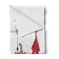 thumbnail image 2 of Christmas Soft Flannel Fleece Throw Blanket, Traditional Xmas Celebration Items Hanging from Rope Clothespins Retro, Cozy Plush for Indoor and Outdoor Use, 60" x 80", Red Cream Tan, by Ambesonne, 2 of 5