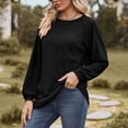 thumbnail image 6 of Women's Long Sleeve Shirts Crew Neck Casual Tops Fashion Fall Basic Tunic Pullover Blouses, 6 of 9