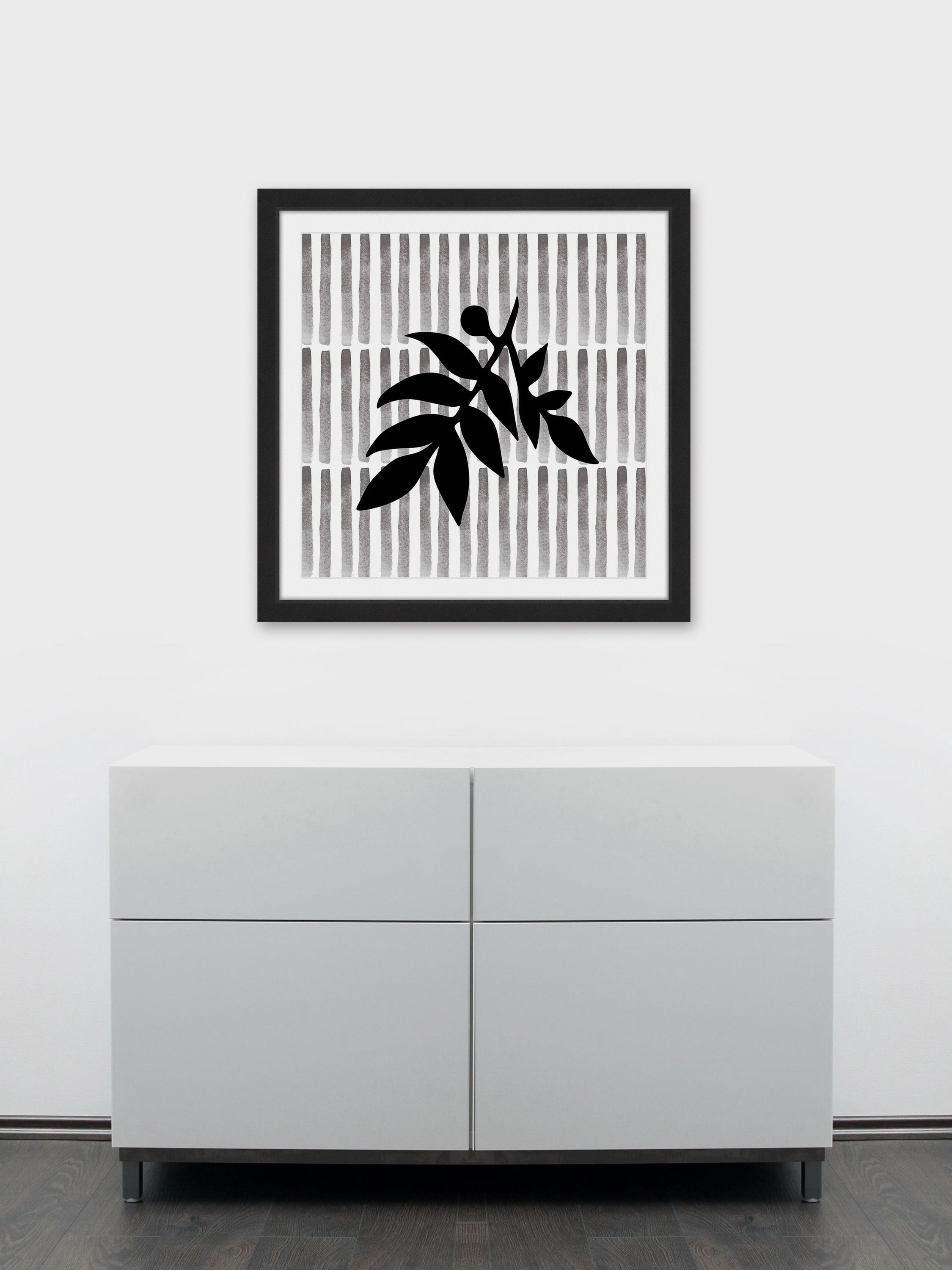 "Black Leaf" Framed Painting Print