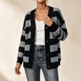 thumbnail image 2 of yillto Women Cardigan V Neck Button down Striped Sweater Knit Long Sleeve Loose Cardigans S-XXXL, 2 of 7