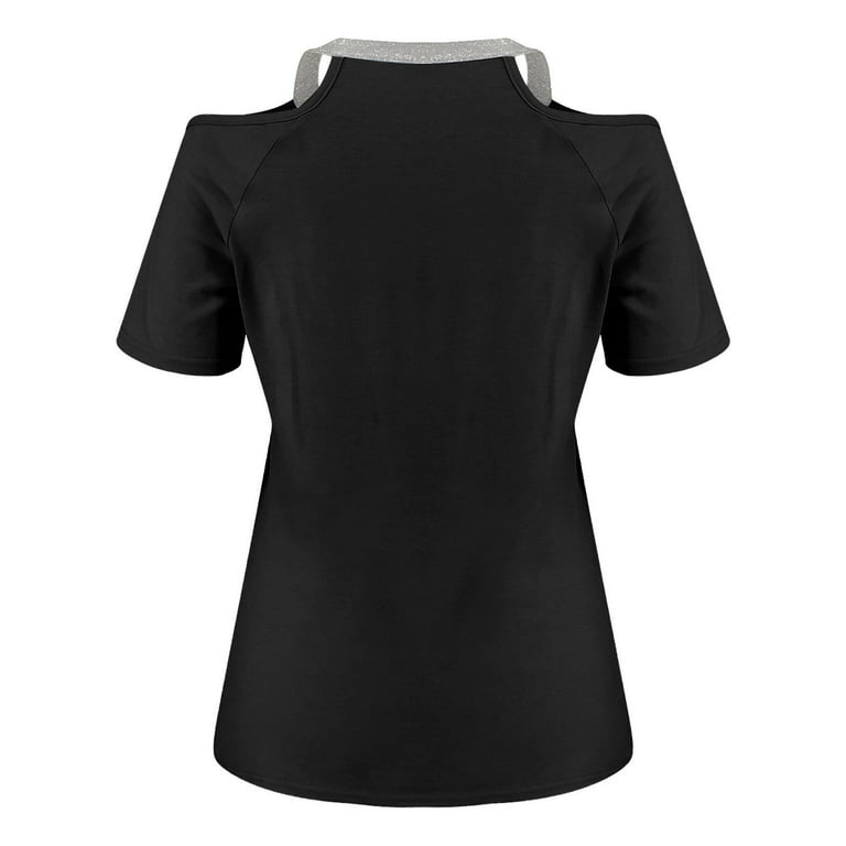 Ladies Loose Casual V Neck Short Sleeve Off Shoulder Sunflower Print Women T Shirt Work Out Shirt Long Sleeve Burnout Tee Shirts Running Top Women